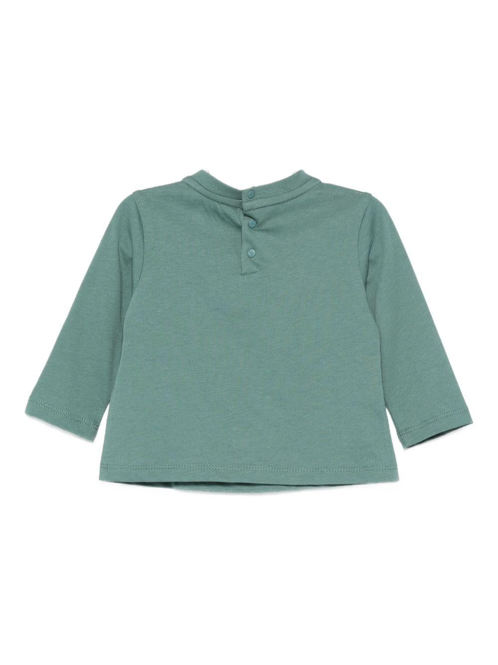 T-shirt per neonato Emporio Armani Kids verde con stampa mappa - Rubino Kids