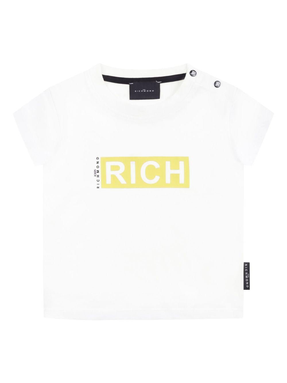 T-shirt per neonato John Richmond Junior bianco con logo - Rubino Kids