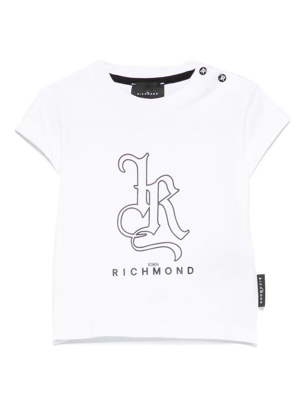 T-shirt per neonato John Richmond Junior bianco con logo - Rubino Kids