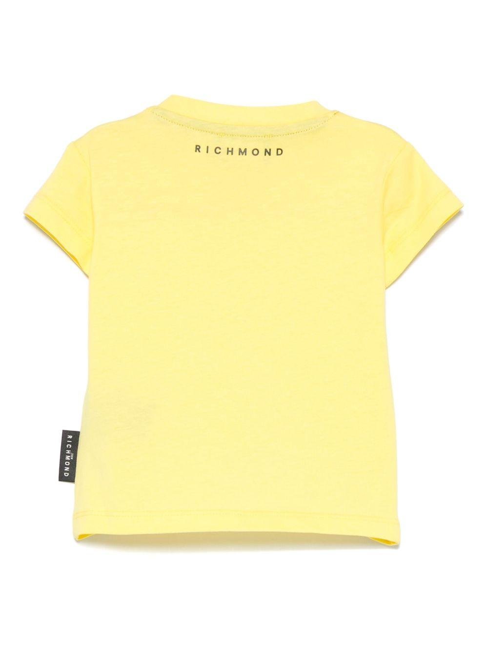 T-shirt per neonato John Richmond Junior giallo con logo - Rubino Kids
