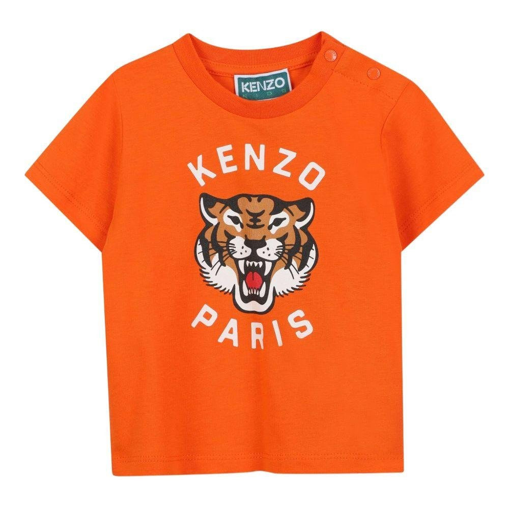 T-shirt per neonato Kenzo Kids arancione con stampa grafica - Rubino Kids