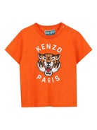 T-shirt per neonato Kenzo Kids arancione con stampa grafica - Rubino Kids