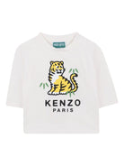 T-shirt per neonato Kenzo Kids bianco a maniche lunghe con stampa Tiger - Rubino Kids