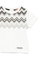 T-shirt per neonato Missoni Kids bianca con motivo a chevron - Rubino Kids