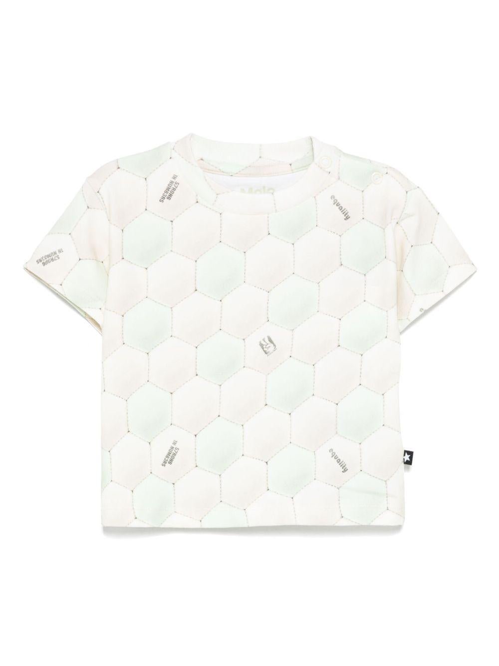 T-shirt per neonato Molo Riley beige con stampa all - over - Rubino Kids