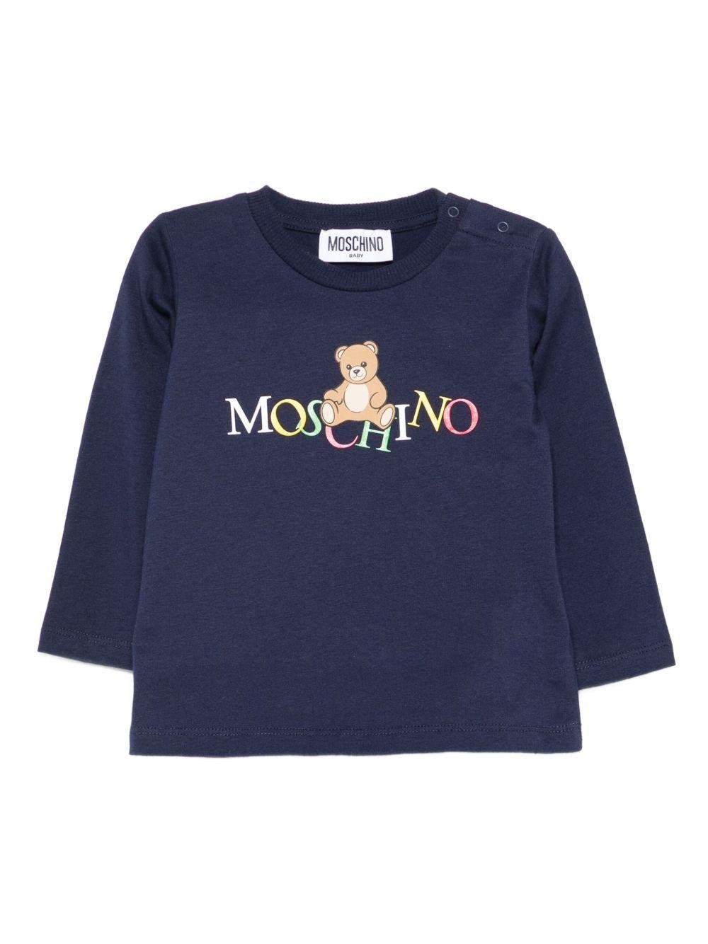 T-shirt per neonato Moschino Kids blu con motivo Teddy - Rubino Kids