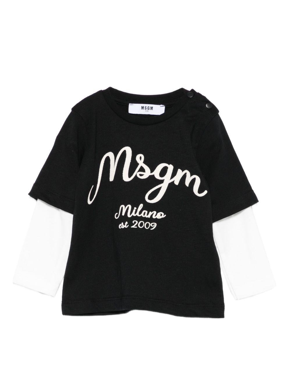 T-shirt per neonato MSGM Kids nera con stampa logo - Rubino Kids