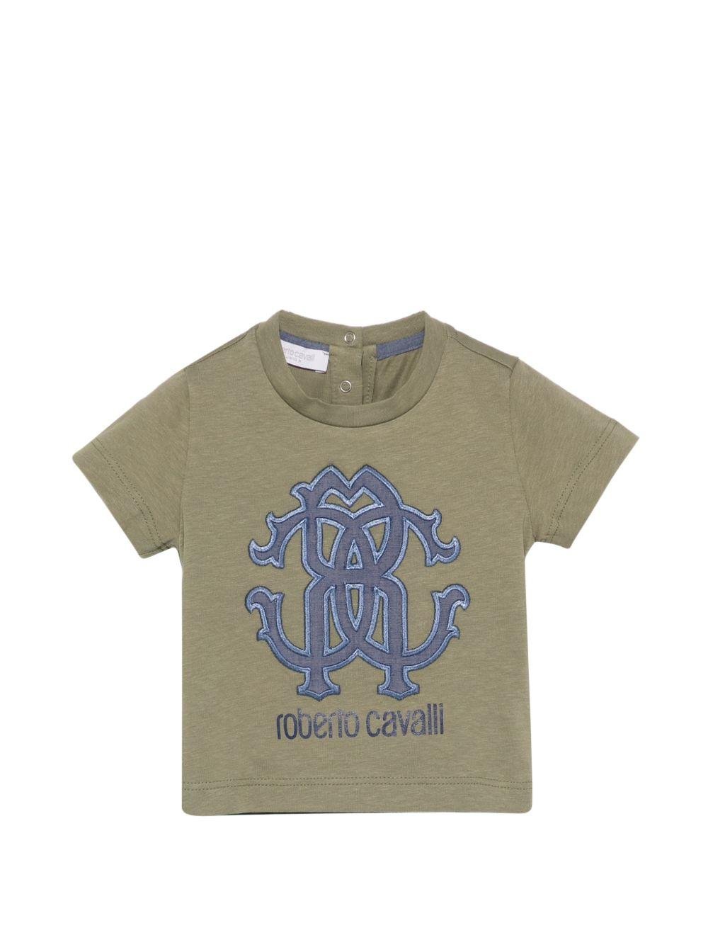 T-shirt per neonato Roberto Cavallo Kids verde con logo sul davanti - Rubino Kids
