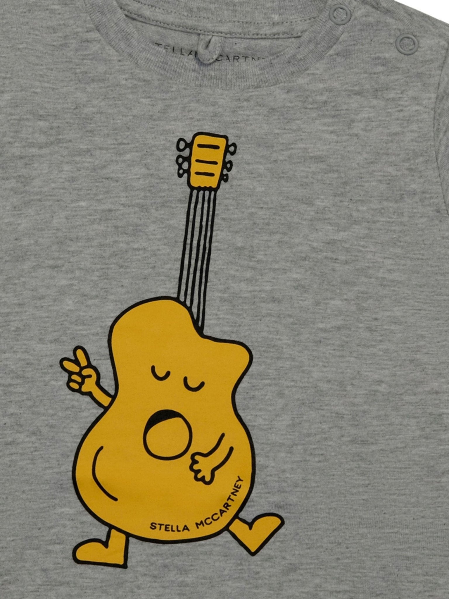 T-shirt per neonato Stella McCartney Kids grigia con stampa chitarra sul davanti - Rubino Kids