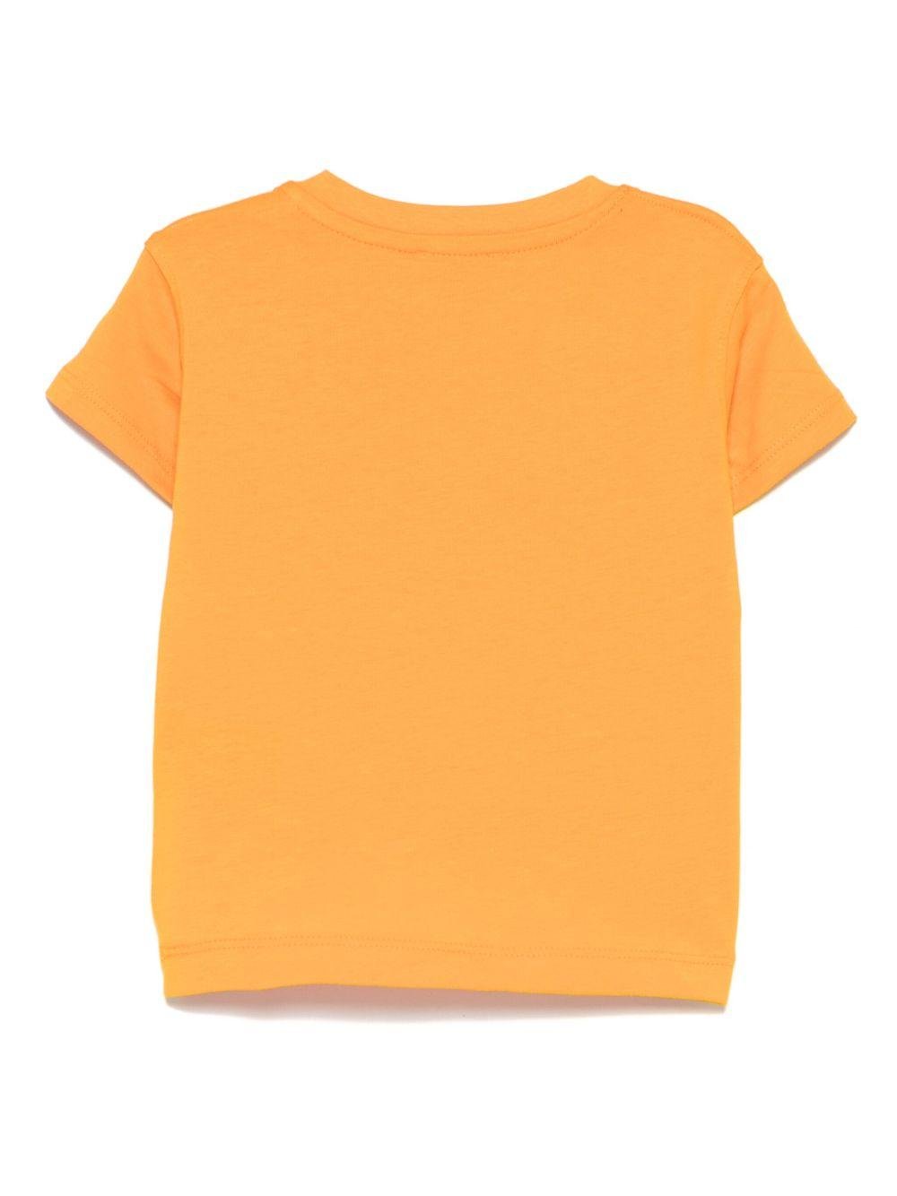T-shirt per neonato Trussardi Junior arancione con logo goffrato e chiusura con bottoni a pressione sulla spalla - Rubino Kids