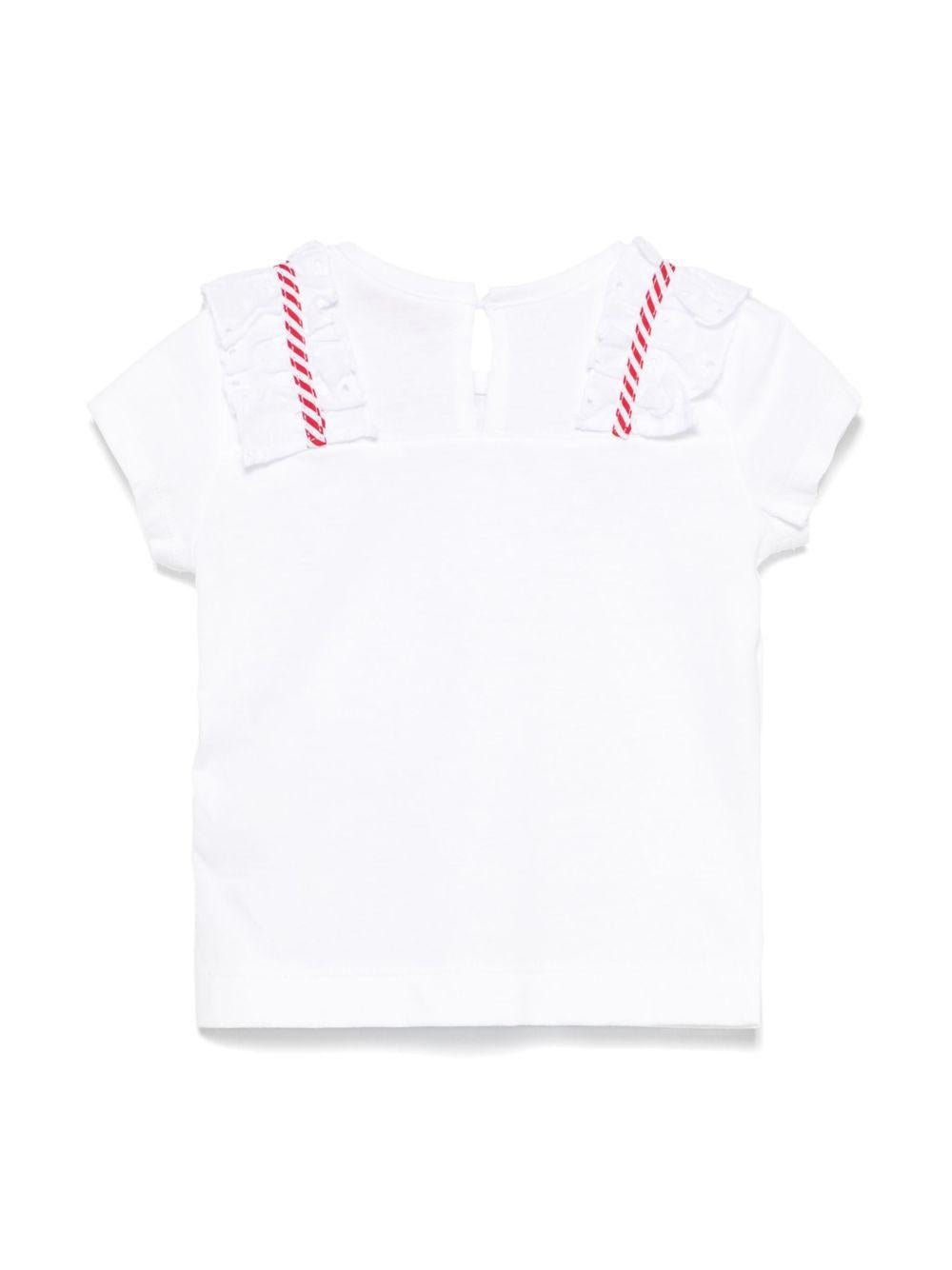 T-shirt Sangallo per neonata Monnalisa bianco con dettaglio fiocco - Rubino Kids