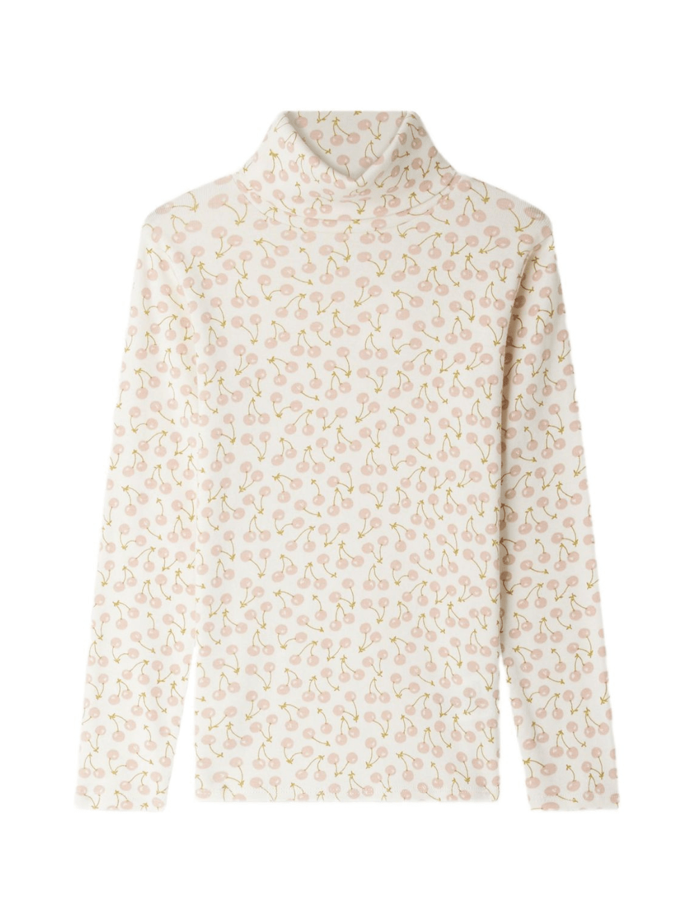 T-shirt Tahiti per bambina Bonpoint bianca a maniche lunghe e stampa con ciliegie - Rubino Kids