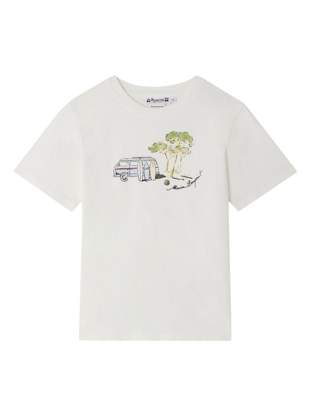 T-shirt Thibald per bambino Bonpoint bianco con orlo dritto - Rubino Kids