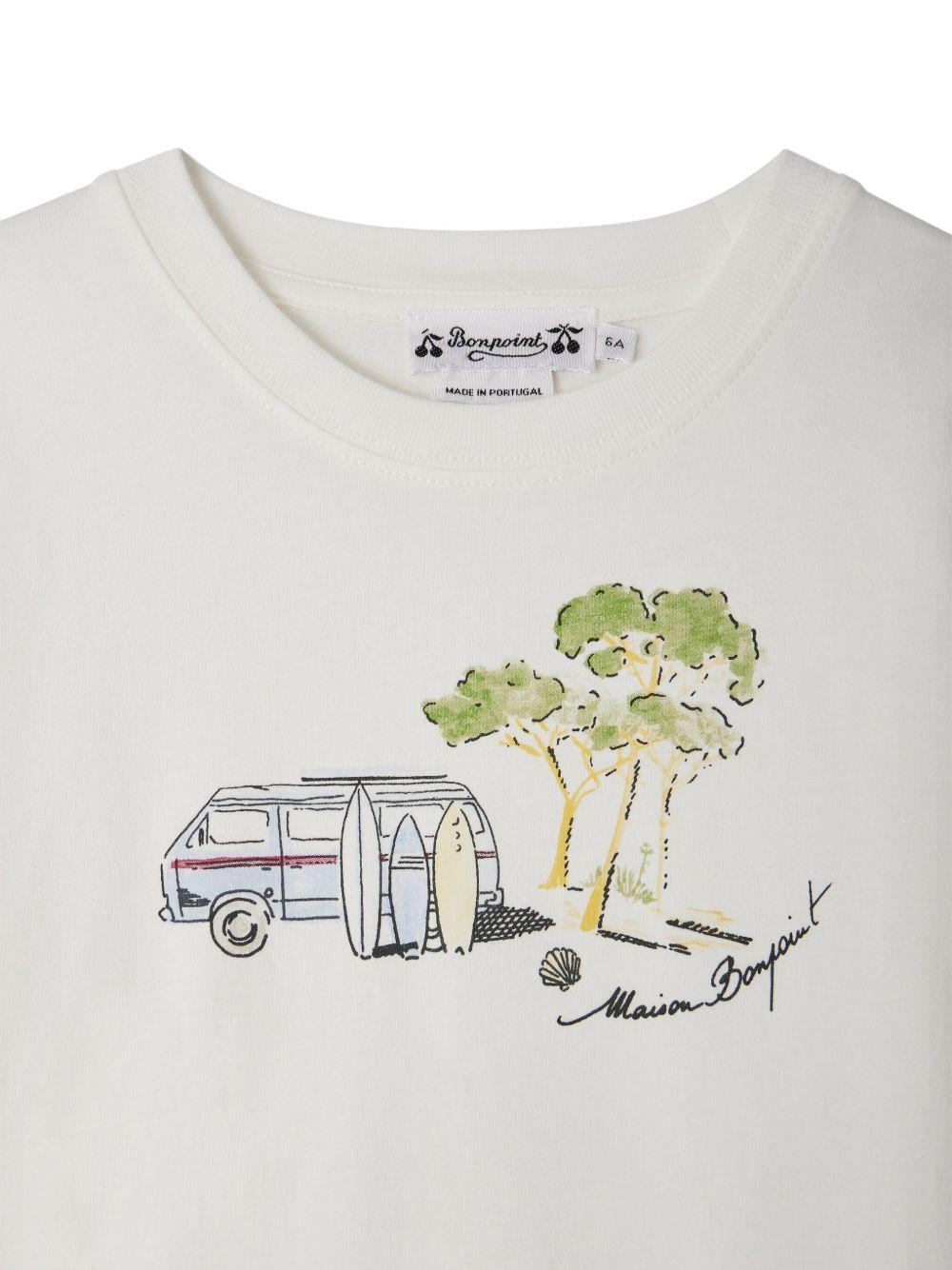 T-shirt Thibald per bambino Bonpoint bianco con orlo dritto - Rubino Kids