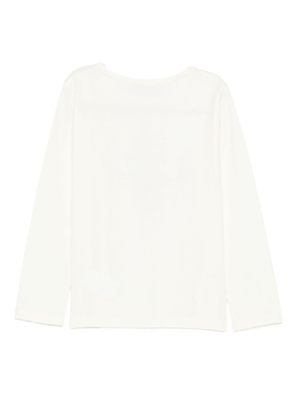 T-shirt Tidjiane per bambina Bonpoint bianca con scritta sul davanti "Happy Holidays" - Rubino Kids