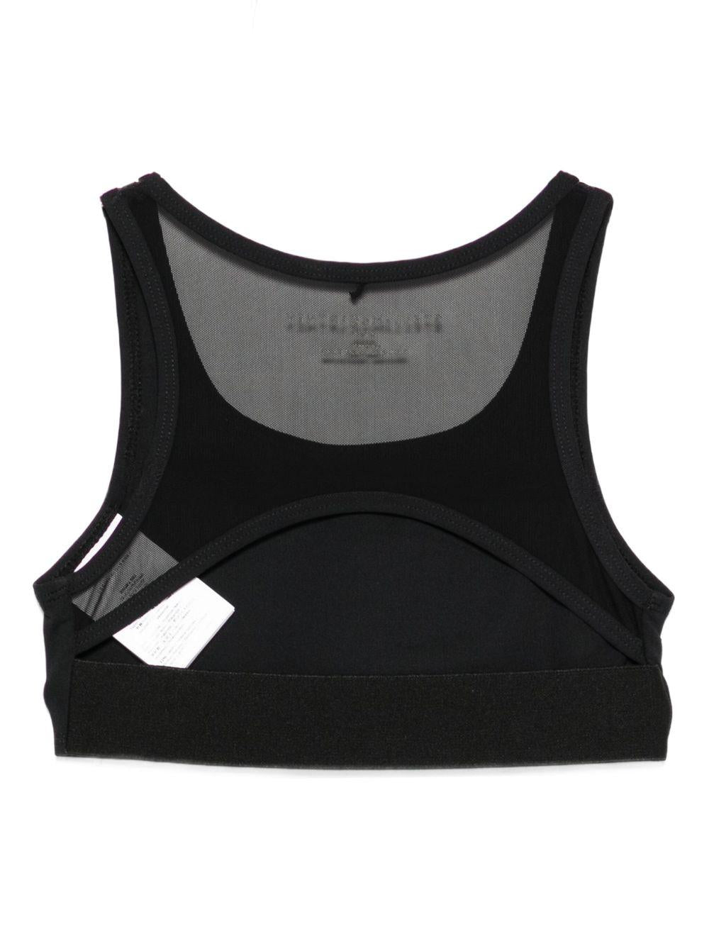 Top crop per bambina Stella McCartney Kids nero con inserto in rete - Rubino Kids