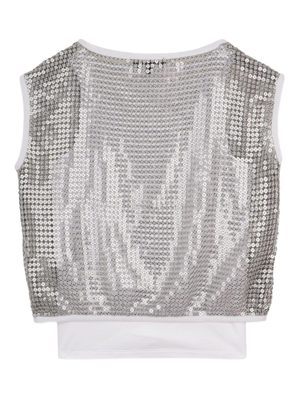 Top per bambina DKNY Kids argentato con paillettes - Rubino Kids