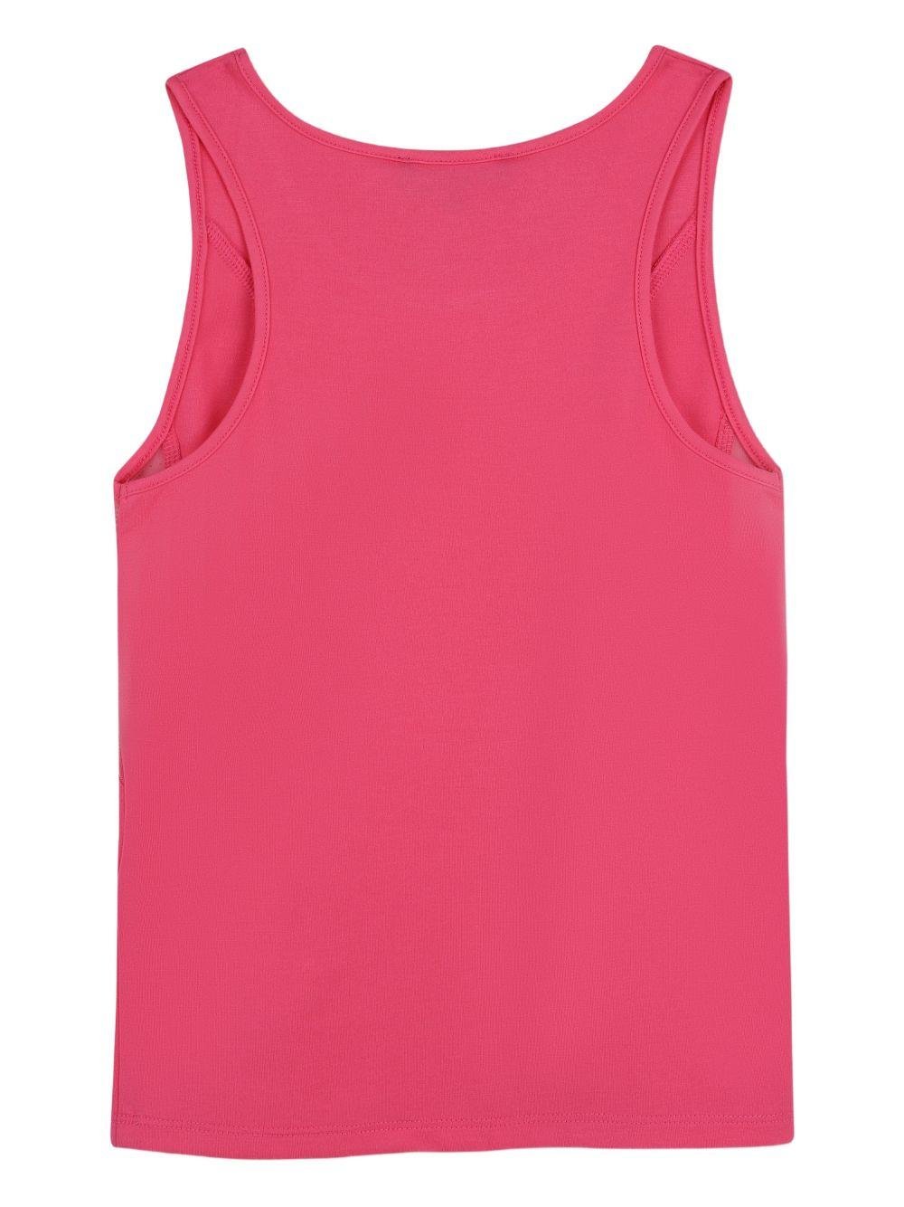 Top per bambina DKNY Kids fucsia con stampa logo sul davanti - Rubino Kids