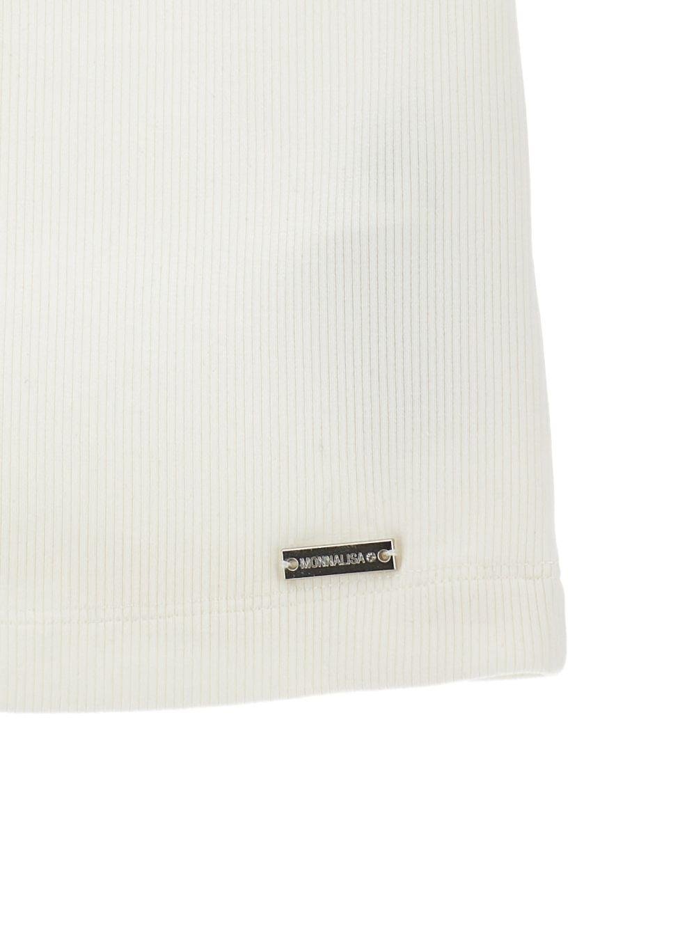 Top per bambina Monnalisa bianco a coste con dettaglio cut - out - Rubino Kids
