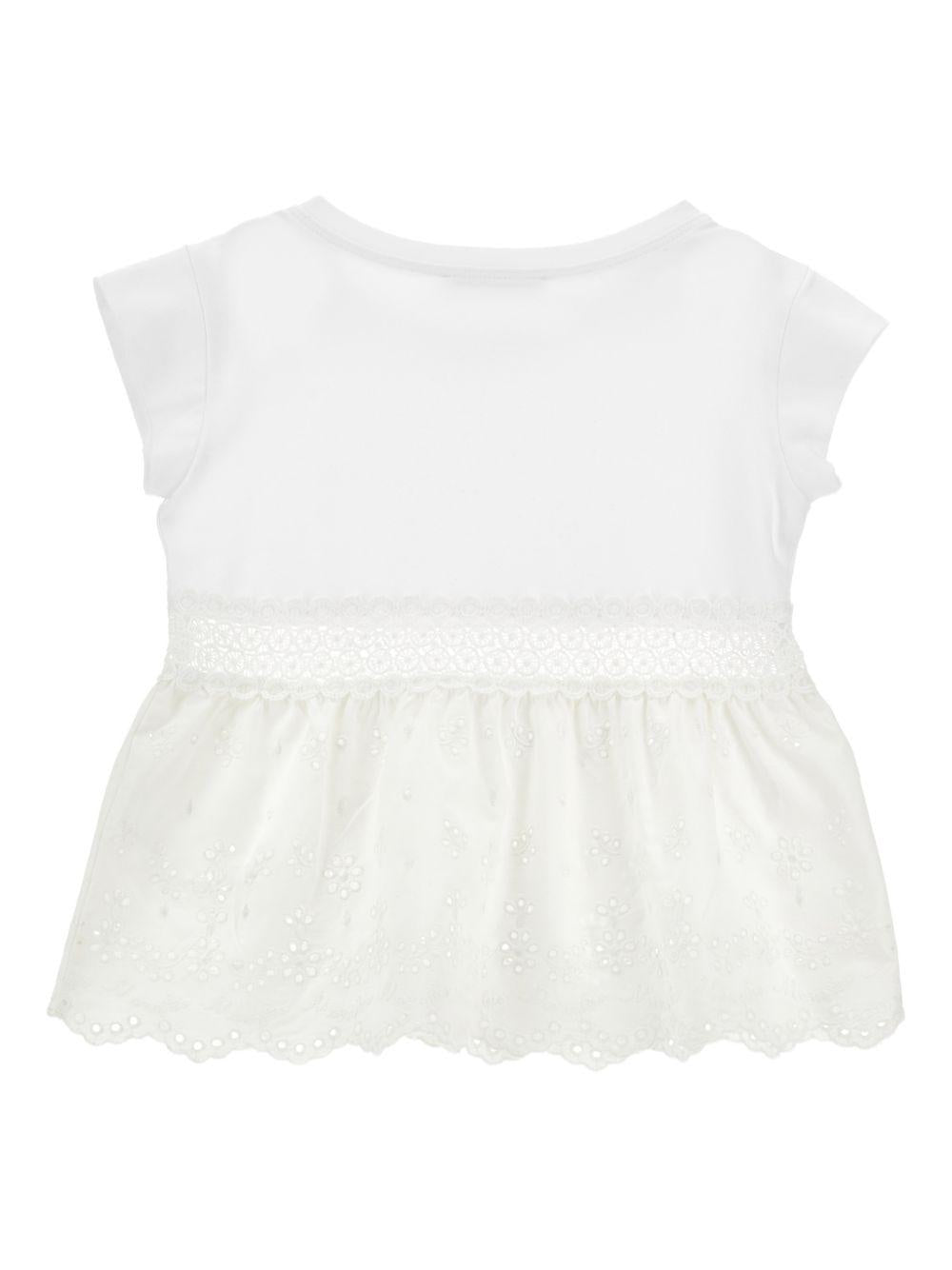 Top per bambina Monnalisa bianco con dettagli ricamati - Rubino Kids