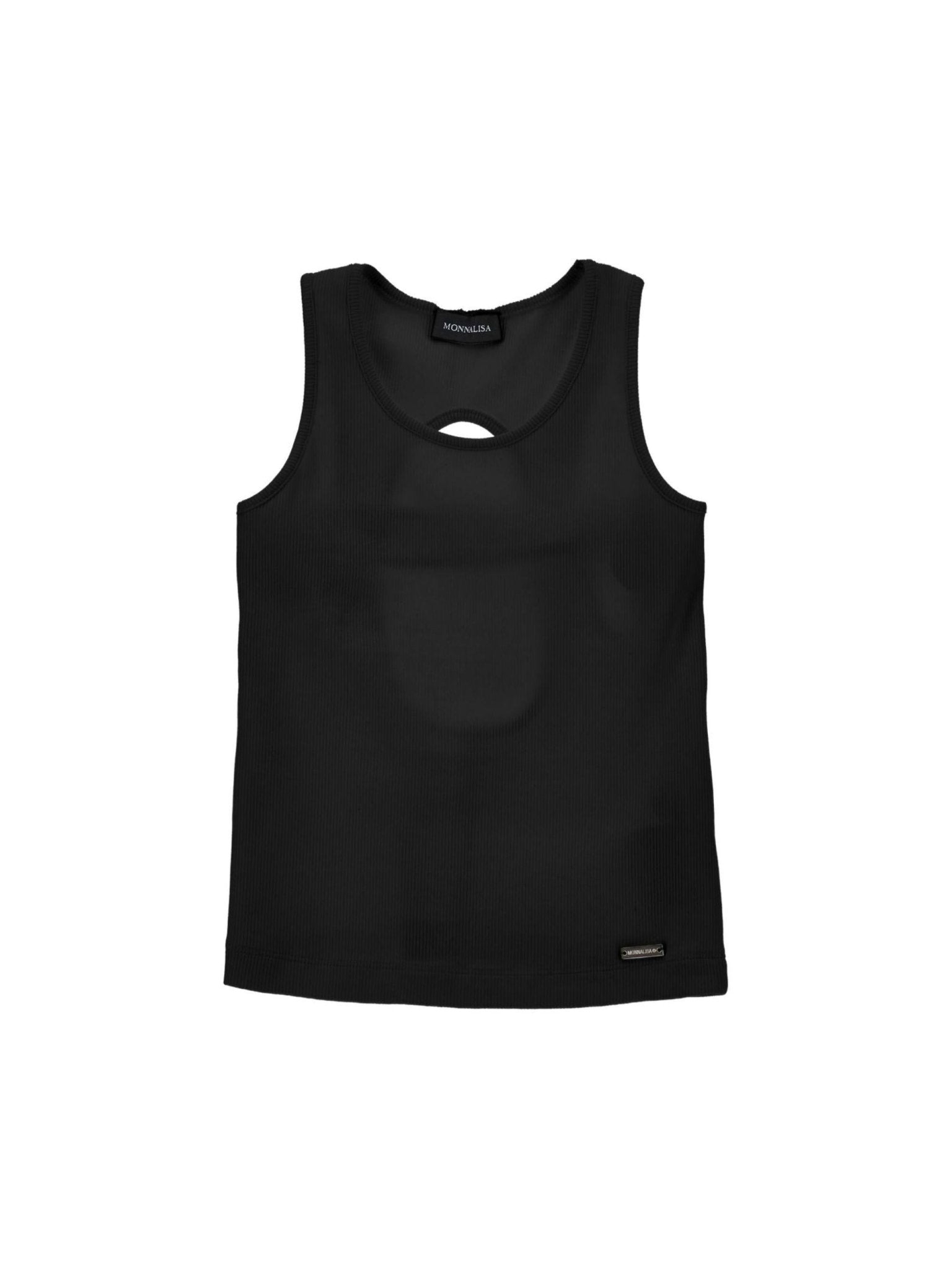 Top per bambina Monnalisa nero con dettaglio cut - out - Rubino Kids