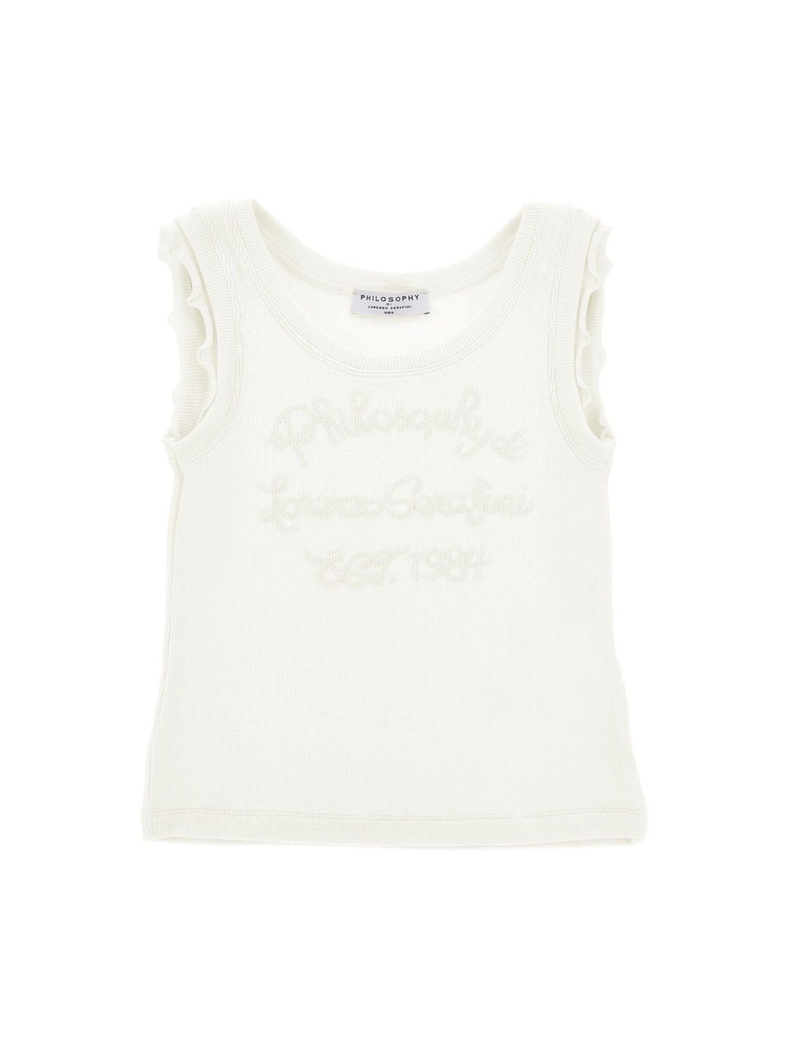 Top per bambina Philosophy di Lorenzo Serafini Kids bianca con ruches - Rubino Kids
