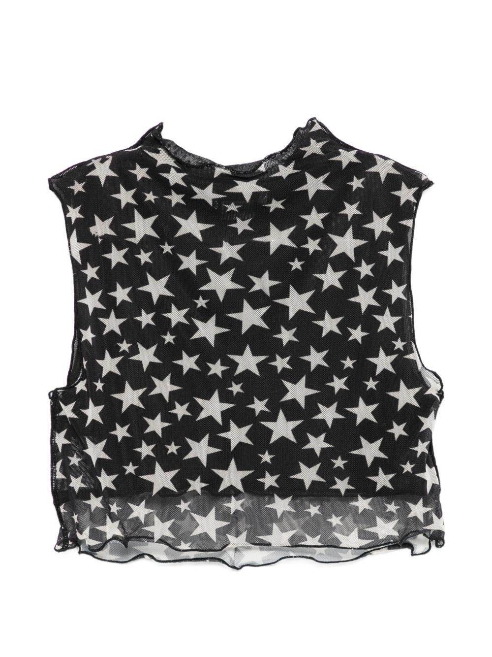 Top per bambina Stella McCartney Kids nero con stampa stelle all - over - Rubino Kids