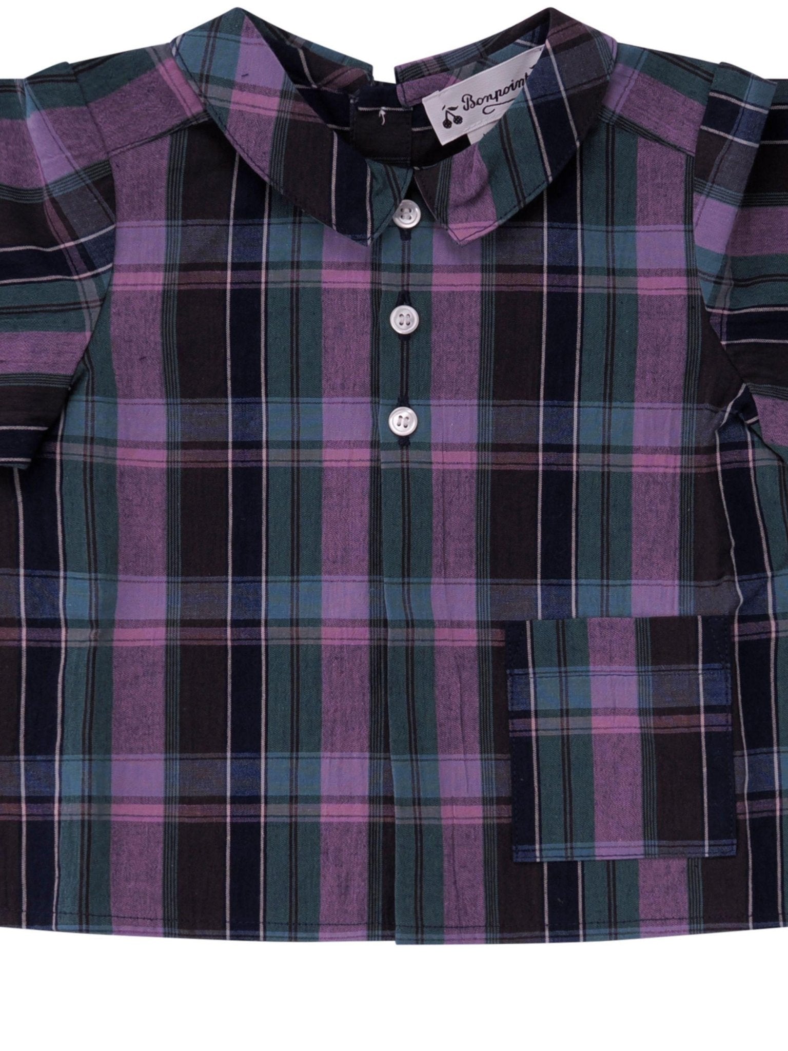 Top per neonata Bonpoint viola con motivo a quadri - Rubino Kids