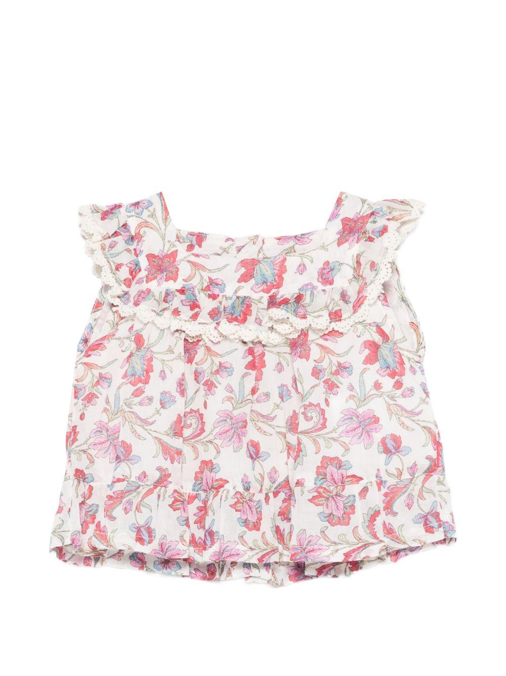Top per neonata Louise Misha bianco con stampa a fiori all - over - Rubino Kids