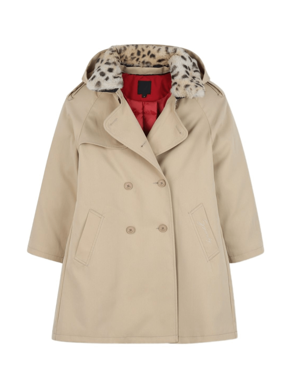 Trench per bambina Givenchy Kids beige con colletto leopardato - Rubino Kids