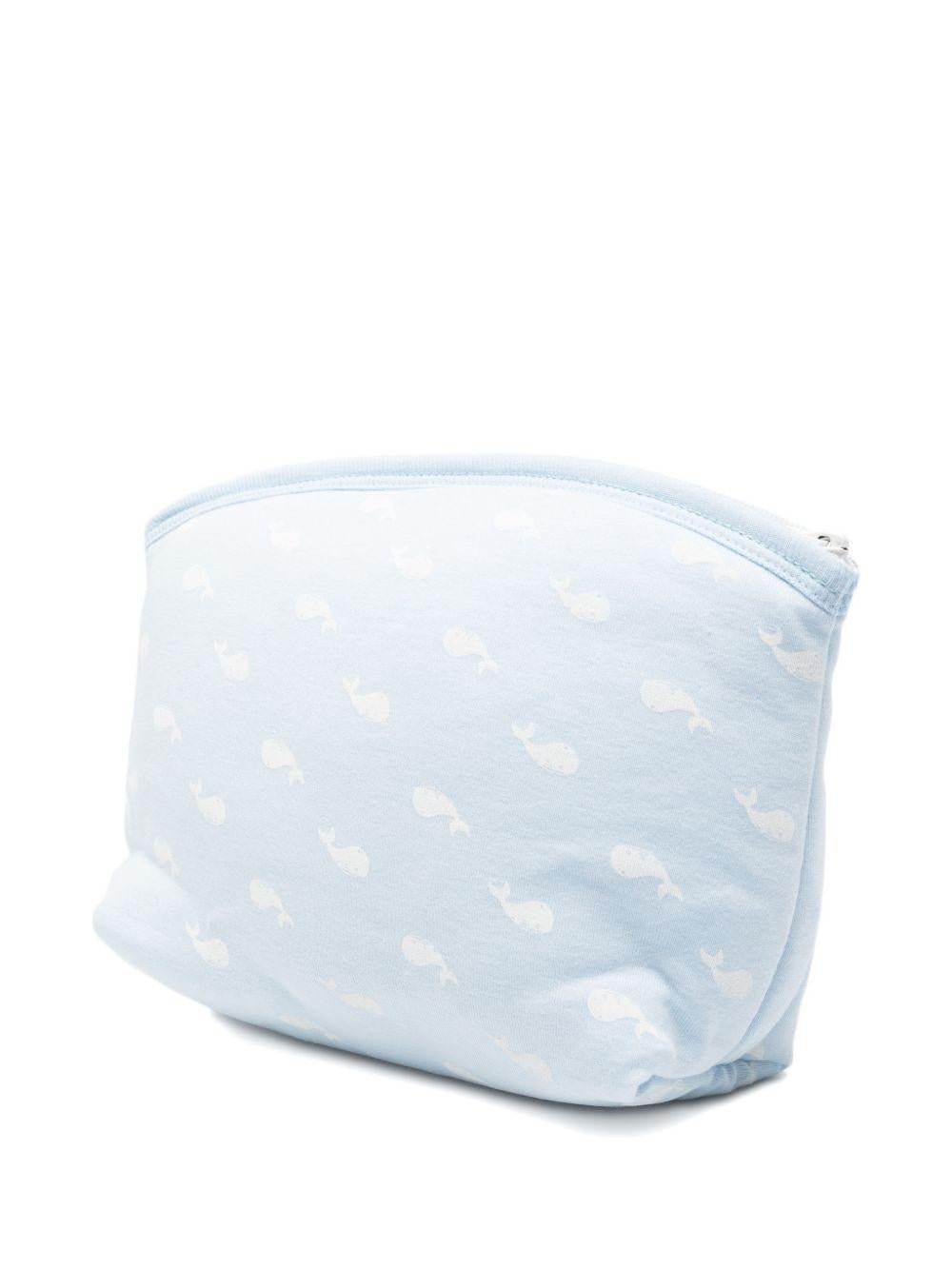 Trousse per neonati Petit Bateau azzurra con stampa grafica balene all - over - Rubino Kids