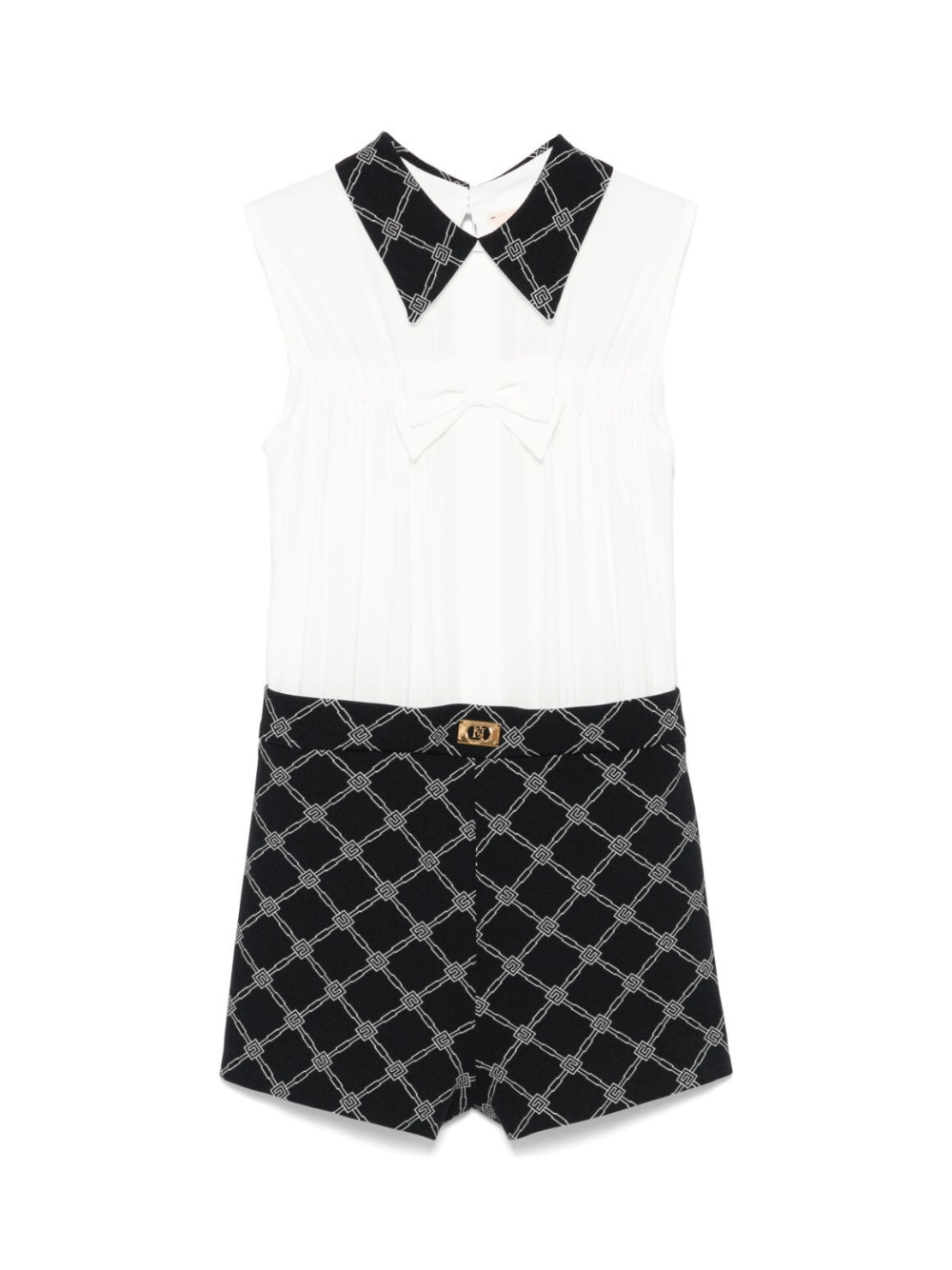 Tuta corta per bambina Elisabetta Franchi La Mia Bambina bianco con logo jacquard - Rubino Kids