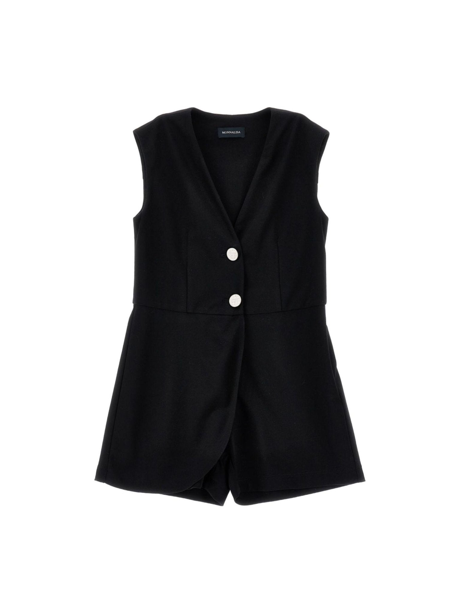 Tuta corta per bambina Monnalisa nera con bottoni - Rubino Kids