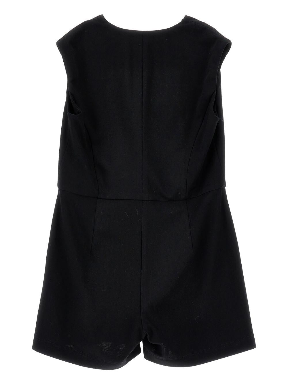 Tuta corta per bambina Monnalisa nera con bottoni - Rubino Kids