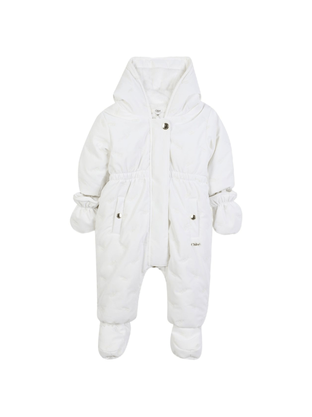 Tuta da neve per neonata Chloé Kids bianca con muffole rimuovibili - Rubino Kids