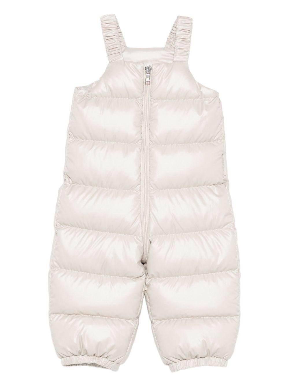 Tuta da neve per neonati Moncler Enfant beige trapuntata con cappuccio - Rubino Kids
