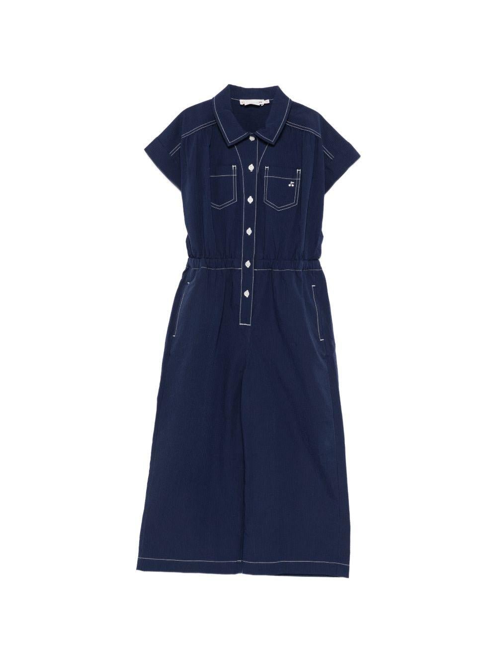 Tuta intera per bambina Bonpoint blu con tasche sul davanti - Rubino Kids