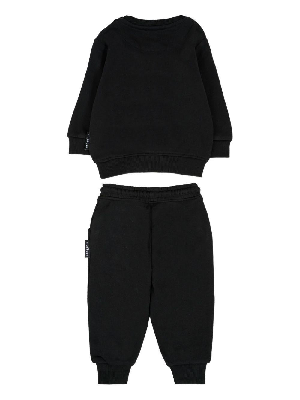 Tuta per neonati John Richmond Junior nero con logo sul davanti - Rubino Kids