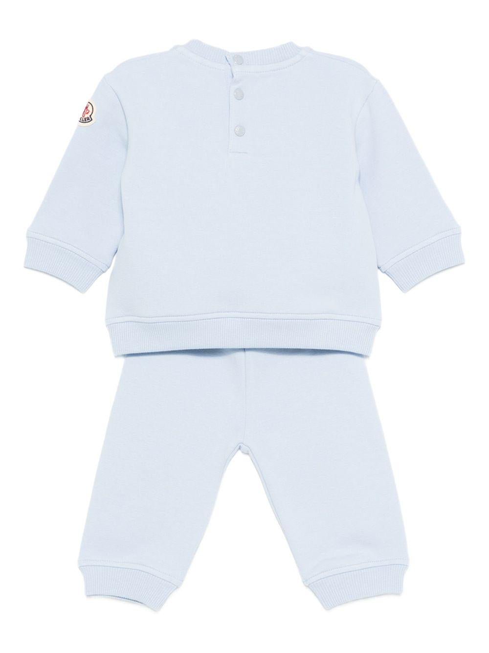 Tuta per neonato Moncler Enfant azzurro con logo ricamato - Rubino Kids