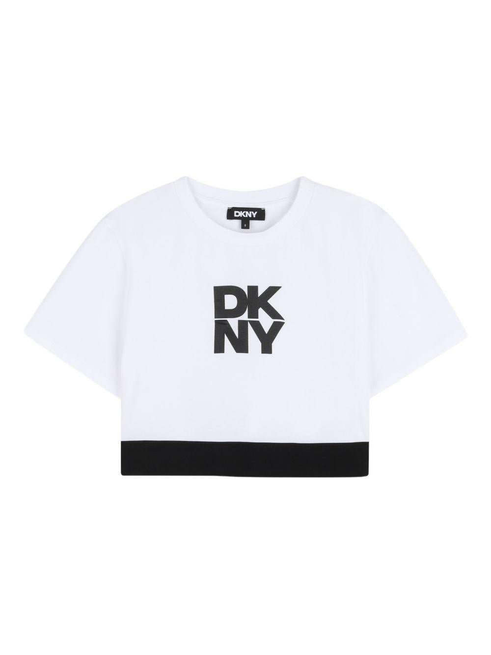 Tuta sportiva per bambina Dkny Kids bianco con stampa - Rubino Kids