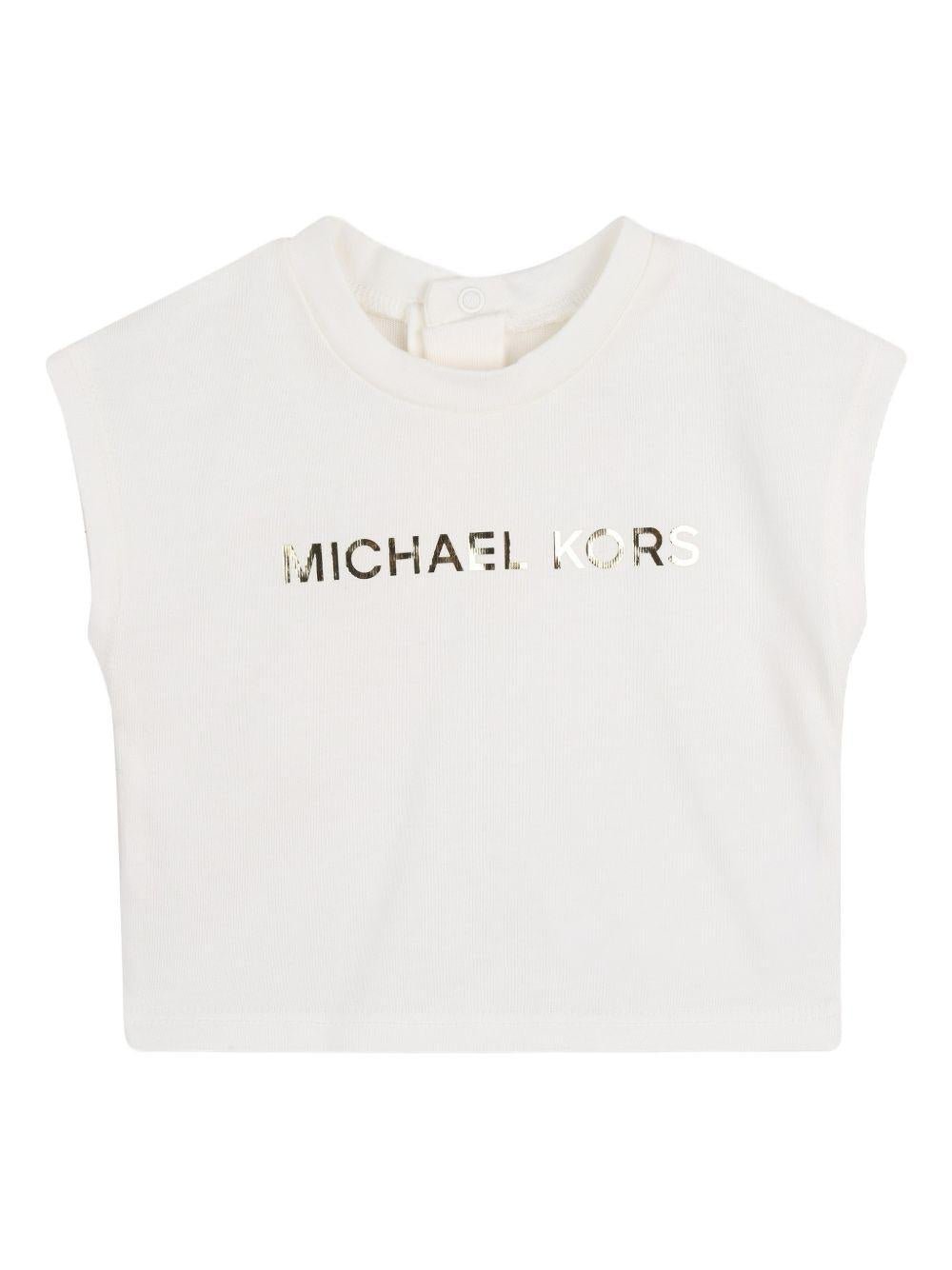 Tuta sportiva per neonata Michael Kors Kids bianco con stampa logo all - over - Rubino Kids