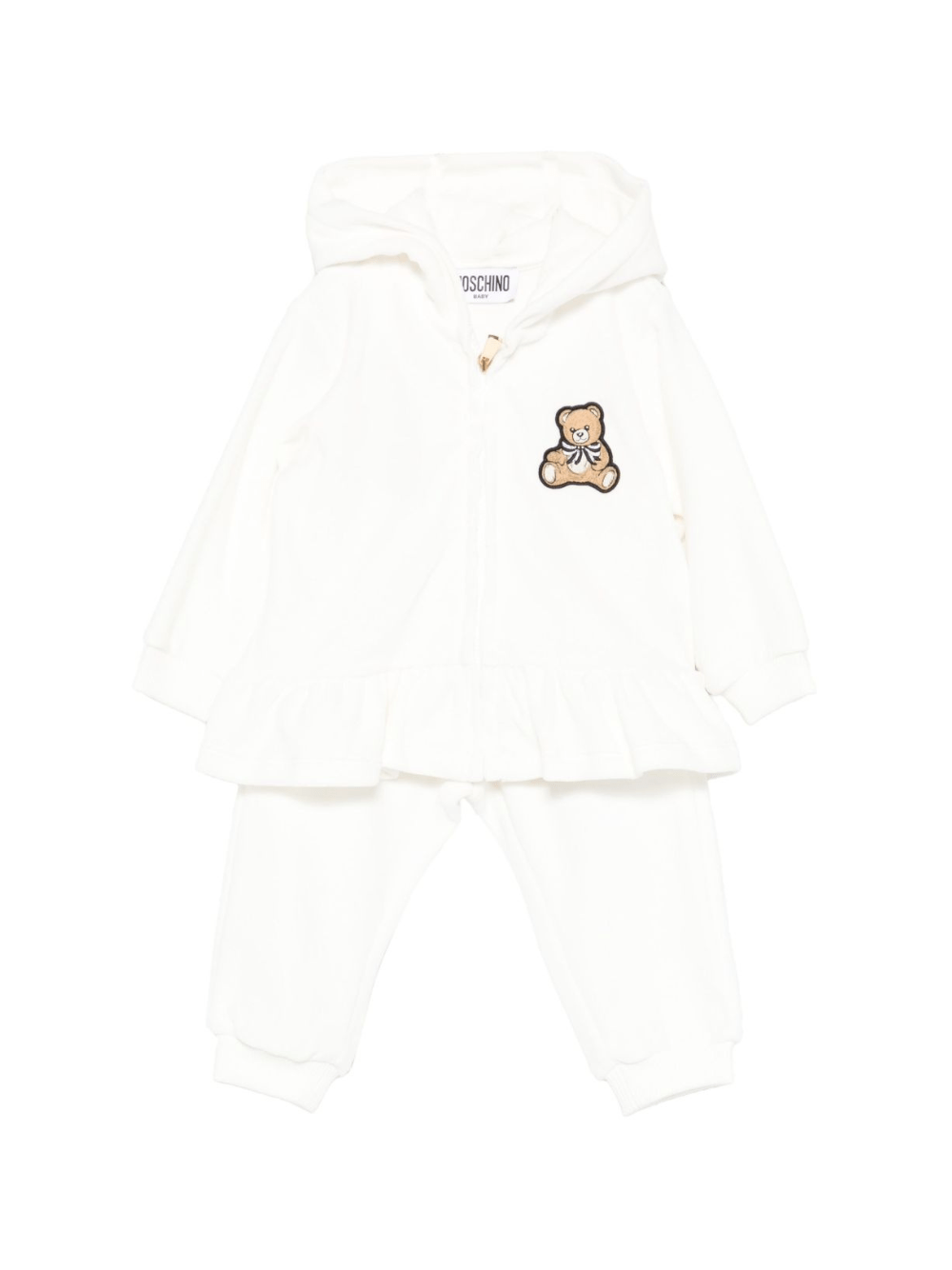 Tuta sportiva per neonata Moschino Kids bianco con ricamo Teddy Bear - Rubino Kids