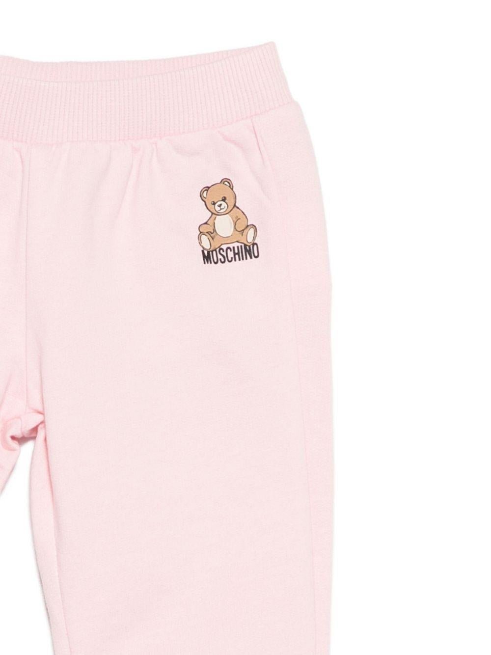 Tuta sportiva per neonata Moschino Kids rosa con stampa orsetto - Rubino Kids