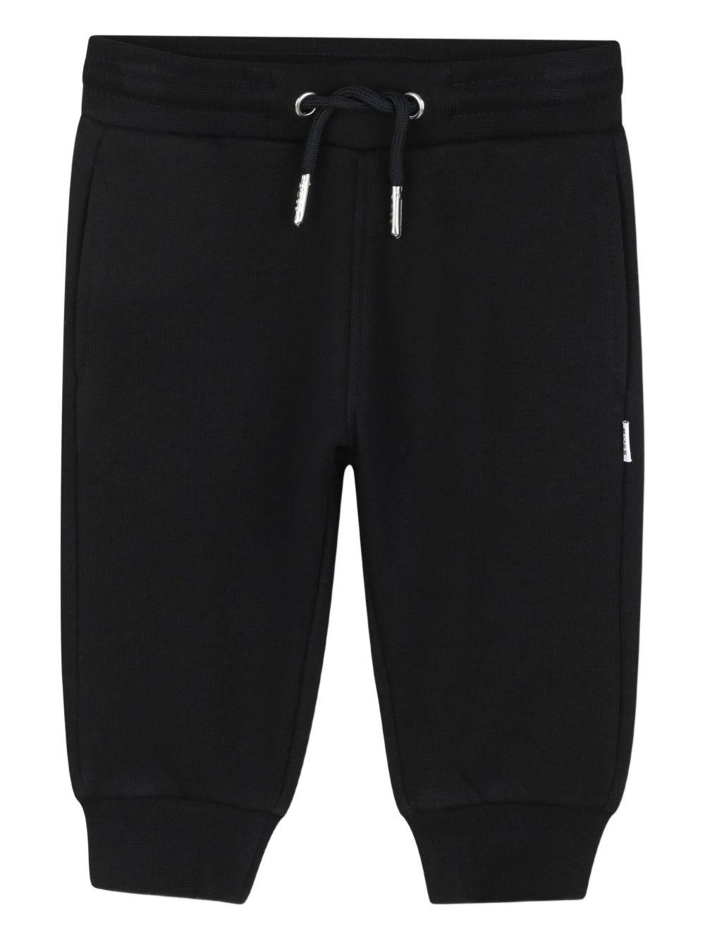 Tuta sportiva per neonato Boss kidswear nera con cappuccio e vita con coulisse regolabile - Rubino Kids