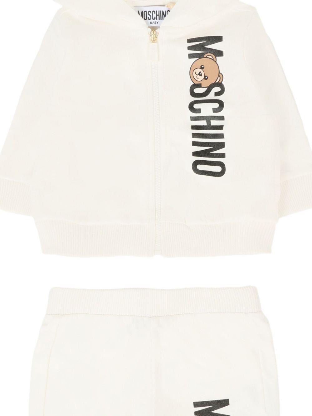 Tuta sportiva per neonato Moschino Kids bianca con stampa Teddy Bear - Rubino Kids
