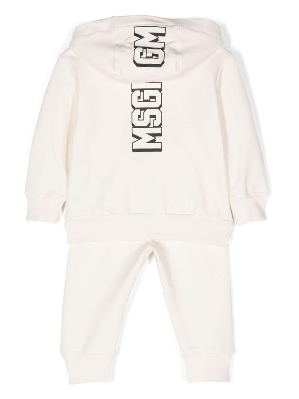 Tuta sportiva per neonato MSGM Kids beige chiaro con stampa logo sul retro - Rubino Kids