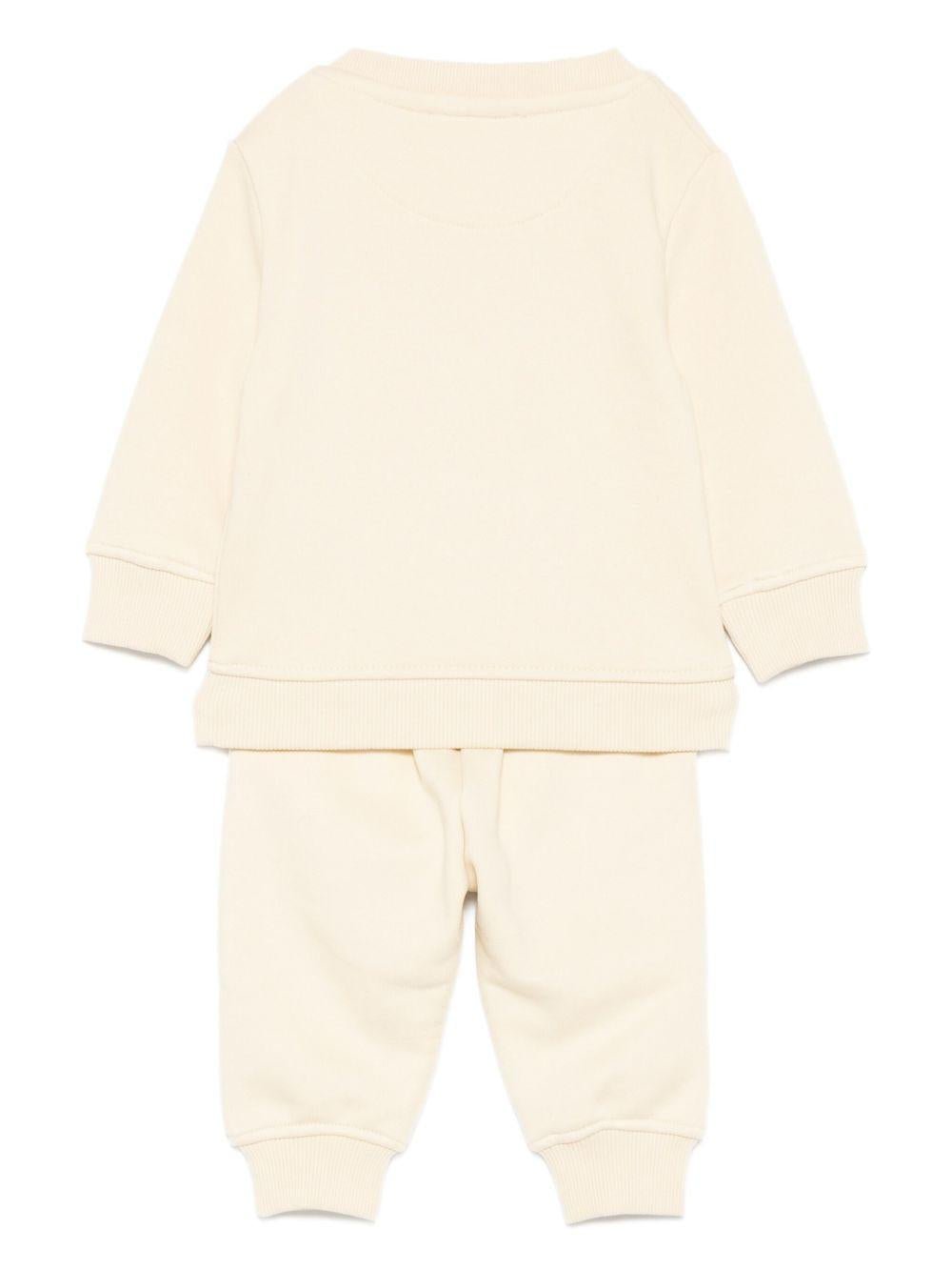 Tuta sportiva per neonato TRUSSARDI JUNIOR beige con logo ricamato - Rubino Kids