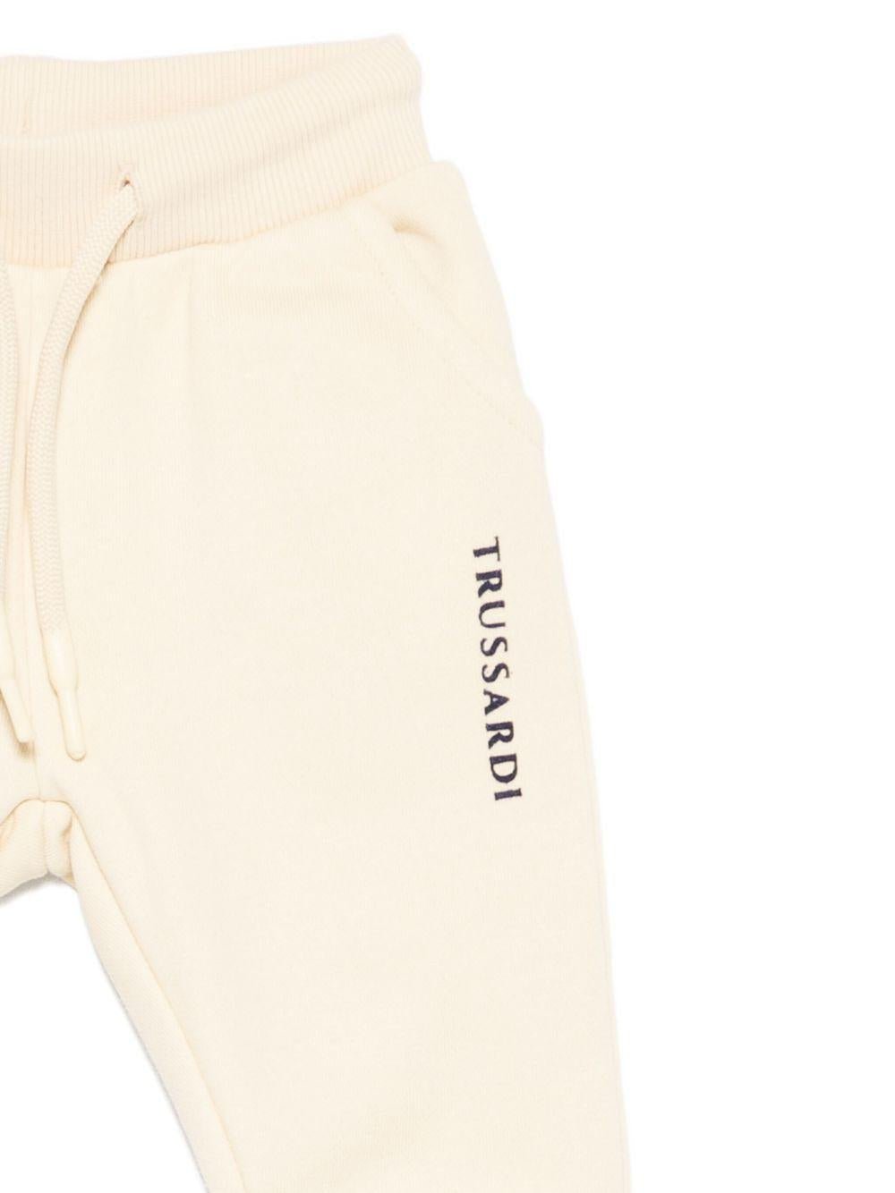 Tuta sportiva per neonato TRUSSARDI JUNIOR beige con logo ricamato - Rubino Kids
