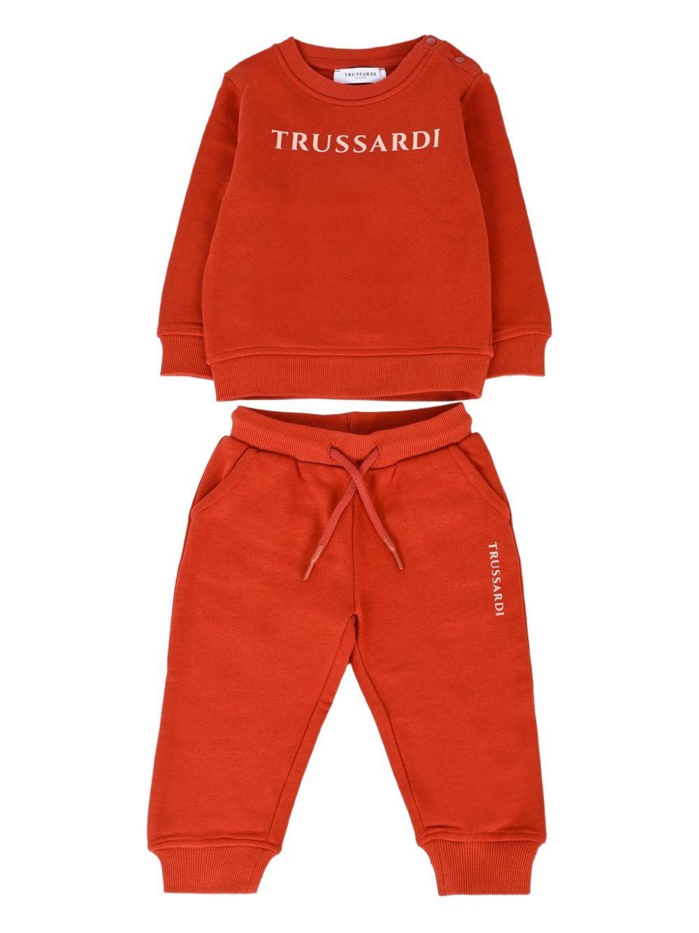 Tuta sportiva per neonato Trussardi Junior rossa con logo ricamato - Rubino Kids