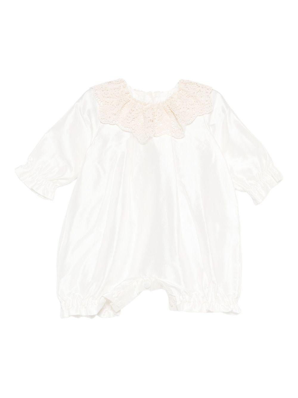 Tutina Gemma per neonata Jesurum Baby bianca con colletto in pizzo - Rubino Kids